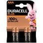 DURACELL - PLUS POWER 100 ALKALINE BATTERY AAA LR03 4 UNIT