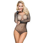 SUBBLIME - 952297 GLOSSY FISHNET BODY WITH OFF SHOULDERS LONG SLEEVE BLACK ONE SIZE